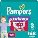 Pampers Diapers - Cruisers 360 - Size 3, 168 Count, Babyproof, up to 100% Leakproof Pull-On Diaper 