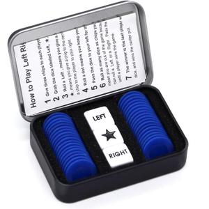 Bilywey Left Right Dice Set with 3 Dices + 36 Blue Chips (Blue)