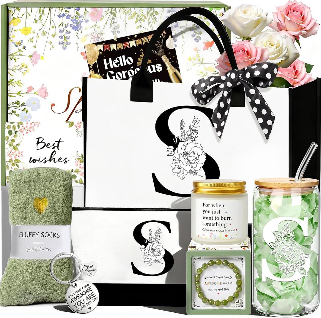 Awfrky Birthday Gifts for Women, Personalized Christmas Gift for Women, Monogrammed Initial Gift for Her Mom Grandma Teacher Wife Friend Daughter Sister Girlfriend, Get Well Thank you Gifts (S)