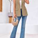 Cicy Bell Women's Sleeveless Blazer Vest Casual Open Front Single Button Summer Jacket with Pockets (S)