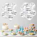 30Pcs Wedding Balloons White Silver Mr & Mrs Est. 2025 Latex Confetti Balloons Just Married 12 Inch Balloon for Wedding Anniversary Engagement Decorations Party Supplies