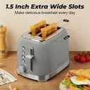 Toaster 2 Slice Retro Stainless Steel with 1.5 Extra Wide Slots Bagel, Defrost, Reheat, Cancel Functions, 6 Bread Shade Settings, Removable Crumb Tray, Gray