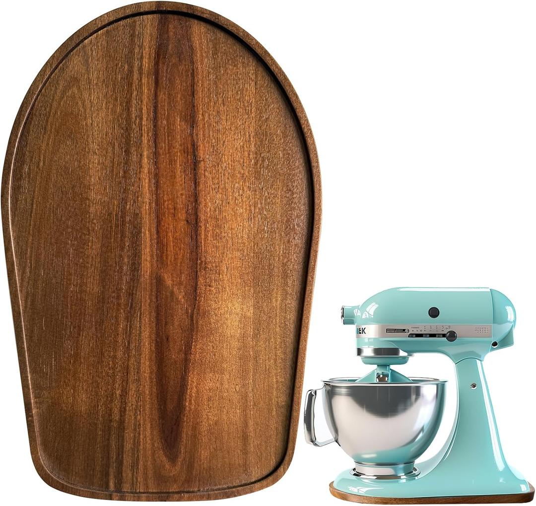 Acacia Wood Mixer Slider Mat for Kitchen Aid 4.5-5 Qt Tilt-Head Stand Mixer Kitchen Appliance Slider Tray Countertop Storage Attachments