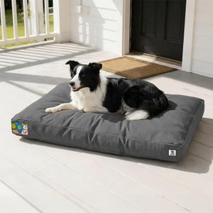 Sytopia 36 Inch Waterproof Indestructible Canvas Outdoor Dog Bed for Large and Medium Dogs, Chew Proof Dog Crate Bed with Washable Removable Cover, Indoor Outdoor Patio Pet Pad, Dark Grey