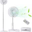 Primevolve Portable Oscillating Standing Fan,Rechargeable Battery Operated USB Floor Table Desk Fan with Remote, 4 Speed Settings Pedestal Fans for Bedroom Office Camping Fishing Travel White 7.7"