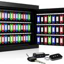 75 Keys Key Lock Box, Anti-Theft Key Cabinet with Key Tags, Key Organizer Wall Mount for Car Garage House Rental Office Business