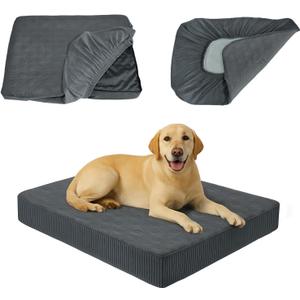 Dog Bed Cover Waterproof, Non-Slip Rectangular Pet Bed Protector for Dogs & Cats, Removable Washable Bed Sheet Replacement,44"x35"x8",Gray,1Pc,Cover Only
