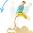 Wooden Bird Perch Stand Rocker with Cotton Rope - Enrichment Interactive Spinning Swing Perch for Cockatiels Conures Lovebirds Parrotlets Budgies - Yellow