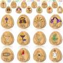 Suzile 24Pcs Holy Week Ornaments Religious Easter Hanging Ornaments Holy Week Wooden Hanging Signs Religious Easter Tree Ornaments Christian Easter Decor for Church Easter baskets Holy Week Goody Bags