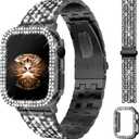 JR.DM Diamond Bands with Bling Case Women Compatible with Apple Watch 40mm 38mm 41mm 44mm 45mm 42mm 46mm 49mm Luxury Metal Bracelet Replacement Strap for iWatch Series 11/10/9/8/7/6/5/4 SE/Ultra 3/2/1