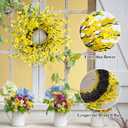 20 Inch Spring Wreath for Front Door, Yellow Forsythia Spring Wreath for Farmhouse Rustic Grapevine Blossom Cluster Festival Celebration Front Door Wall Window Party Decoration Home Dcor