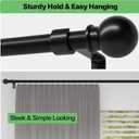 Black Curtain Rods for Windows 28 to 60 inch, Adjustable Curtain Rod Set with Brackets Easy Install, Decorative Slender 5/8 Diameter Drapery Rod, Heavy Duty Drape Pole for Living Room, Bedroom