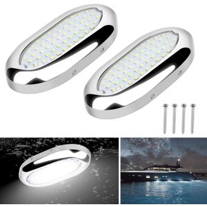 RVZONE 4.6in 54LED Underwater Lights for Boat IP68 Waterproof Marine Led Lighting 1800LM 316 Stainless Steel Boat Led Lights for Transom Pool Courtesy Deck Interior Lighting