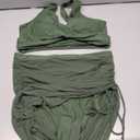 CiCiBird Women's High Waisted Bikini Set Tummy Control Mesh Swim Skirt Twist Front Two Piece Swimsuits (Army Green, XL)