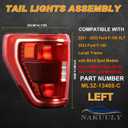 Tail Light with Blind Spot Compatible With 2021 2022 2023 Ford F150 Left Driver Side Taillight Rear Brake Lamp Halogen Type Without Bulb # ML3Z13405C (Module NOT Included)
