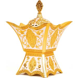 Bakhoor Incense Burner, Charcoal Incense Burner - for Yoga, Spa Aromatherapy, Office & Home Decor, Trophy Shape (Gold) Bakhoor Incense Burner, Charcoal Incense Burner - for Yoga, Spa Aromatherapy, Office & Home Decor, Trophy Shape (Gold)