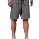 COOFANDY Mens Shorts Casual Drawstring Elastic Waist Grey Summer Shorts with Pockets, Dark Grey, S