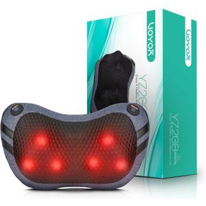 VOYOR-HEALTH Shiatsu Neck and Back Massager with Heat - 3D Kneading Deep Tissue Massage Pillow for Lower Back, Shoulder, Calf, Foot, Use at Home, Car, Office (Pale Blue)