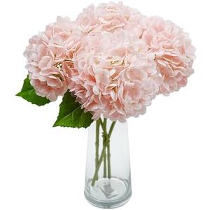 Jahe 4 Pcs Hydrangea Artificial Flowers, 20'' Tall Large Bloom Faux Hydrangea Flowers,Real Touch Fake Flowers, Bouquet Home Wedding Party Decor, DIY Floral Arrangement,Light Pink