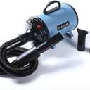 Dog Dryer for Pet Grooming, High Velocity Pet Hair Dryer with Heater, Adjustable Speed, 3 Nozzles and a Comb, Blue