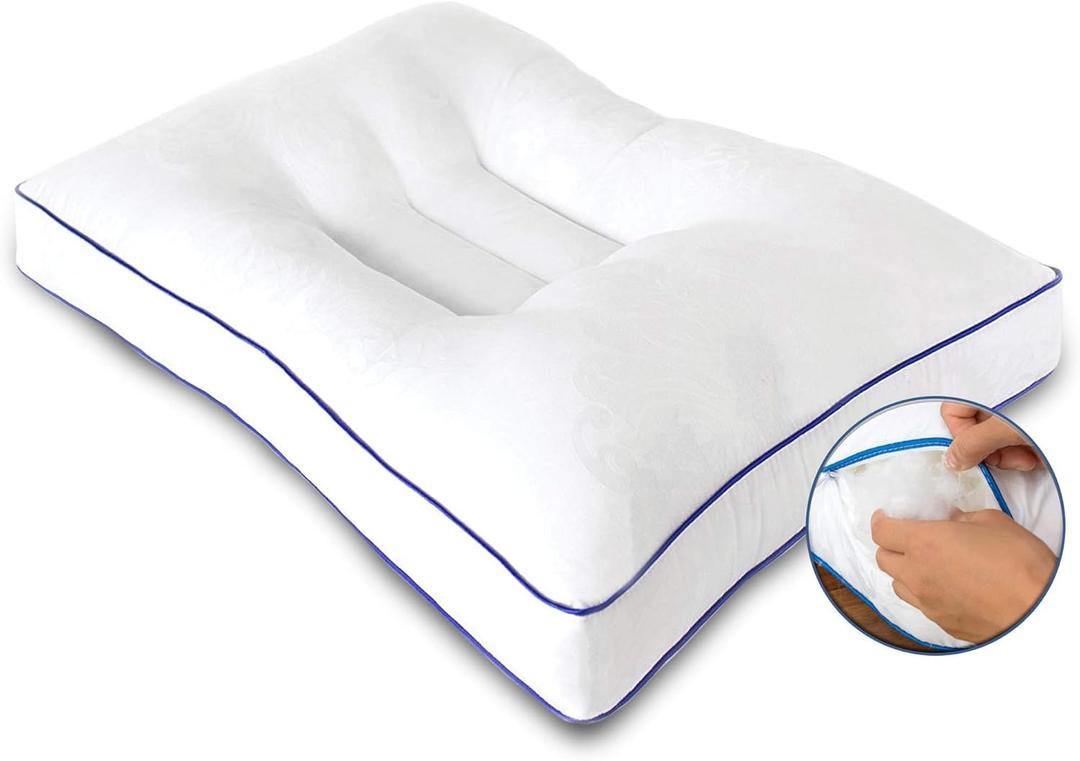 Nature's Guest Adjustable Cervical Pillow, Better Than Memory Foam Pillow for Neck Pain, Contour Orthopedic Pillow for Sleeping, Ergonomic Pillow for Side, Back and Stomach Sleepers, Standard Medium