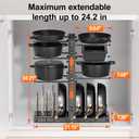 LAMU Pots and Pans Organizer under Cabinet, Expandable to 24" H Pan Organizers inside Cabinet for Kitchen Storage, 6 Adjustable Tiers and 6 Pot Lid Organizer Racks, Holds 12 Cast Iron Cookware Black