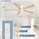 48 Inch Flush Mount Ceiling Fan without lights, White Ceiling Fan with Remote, 6-Speeds, Quiet Reversible DC Motor, Indoor/Outdoor Ceiling Fans for Living Room, Bedroom, Patio