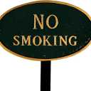 Montague Metal Products SP-6sm-HGG-LS Small Hunter Green and Gold No Smoking Oval Statement Plaque with 23-Inch Lawn Stake