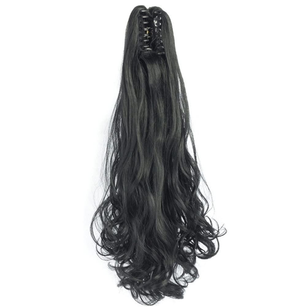 24Inch Claw Clip On Ponytailtail Synthetic Hair Extension For Women Hair Hairpiece 1B 16IN