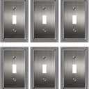 6-Pack Single Toggle Light Switch Cover Plate, Pearls Decorative Switch Plate Covers, Antique Silver 1 Gang Metal Wall Plate, Corrosion Resistant