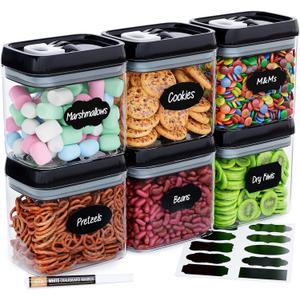 Chef's Path - Airtight Storage Boxes Set - 10 Labels and Markers - Kitchen and Pantry Storage - BPA Free - Plastic Storage Boxes with Upgraded Lids (6 Pieces - 1.5L)