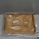 Hand-Woven Rattan Rectangular Serving Tray with Handles for Breakfast, Drinks, Snack for Coffee Table (14.5x10.2x1.4inches)