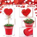 Fangoo 3Pcs Valentines Day Wooden Heart Potted Table Decoration Sign Pink Red White Heart Shaped Rustic Tiered Tray Decor Tabletop Centerpiece Wedding Valentines Day Home Gifts Parties