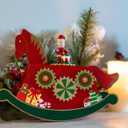 Cottage Garden Rocking Horse Gears Red 9 inch Wood Musical Holiday Figurine Plays We with You A Merry Christmas