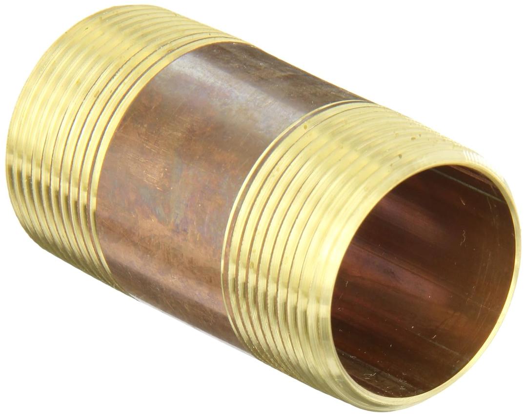 Anderson Metals - 38300-2030 38300 Red Brass Pipe Fitting, Nipple, 1-1/4" x 1-1/4" NPT Male, 3" Length