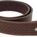 BC Belts Leather Belt Strap with Embossed Basket Weave Pattern 1.5" Wide with Snaps (X-Large (38-40), Brown)