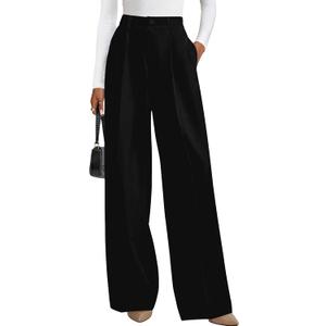 PRETTYGARDEN Wide Leg Pants for Women Trendy 2026 Fall High Waisted Business Casual Outfits Work Pant Trousers (Small, Black)