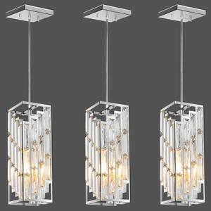 Chrome Pendant Lights Kitchen Island 3 Pack, Mini Crystal Chandeliers, Modern Pendant Lights Ceiling Lighting Fixtures for Kitchen Island, Dinning Room, Bedroom