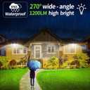 intelamp Solar Outdoor Lights,6000mAh Motion Sensor with Dual Sensors,Waterproof Solar Flood Lights 270Wide Angle for Outside with 3 Modes