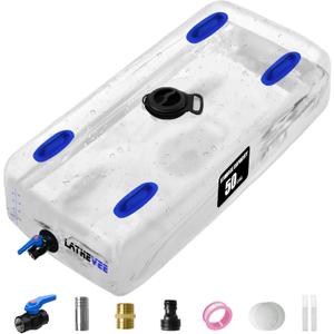 Water Storage Bladder, Portable Water Tank, Transparent and Foldable with 4 Types of Interface Accessories, Suitable for Gardens, (50gal)