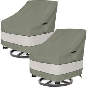 Aacabo Outdoor Swivel Lounge Chair Cover 2 Pack, Waterproof Patio Chairs Covers, 27.5W x 32.5 D x 39 H inches Outdoor Rocking Chair Covers -Grayish Green