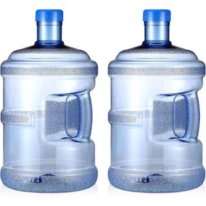 2 x Bokon 2 Pieces gallon water jugs Round Plastic Water Bottle with Handle Screw Cap Reusable Large Capacity Bottle for Camping Outdoor Travel Gym Use