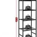 Storage Shelves, 5-Tier Metal Shelving Unit with Adjustable Feet, Compact Shelf Organizer for Garage, Kitchen, Pantry and Closet Organization,17.7" x 11.8" x 56.3", Black