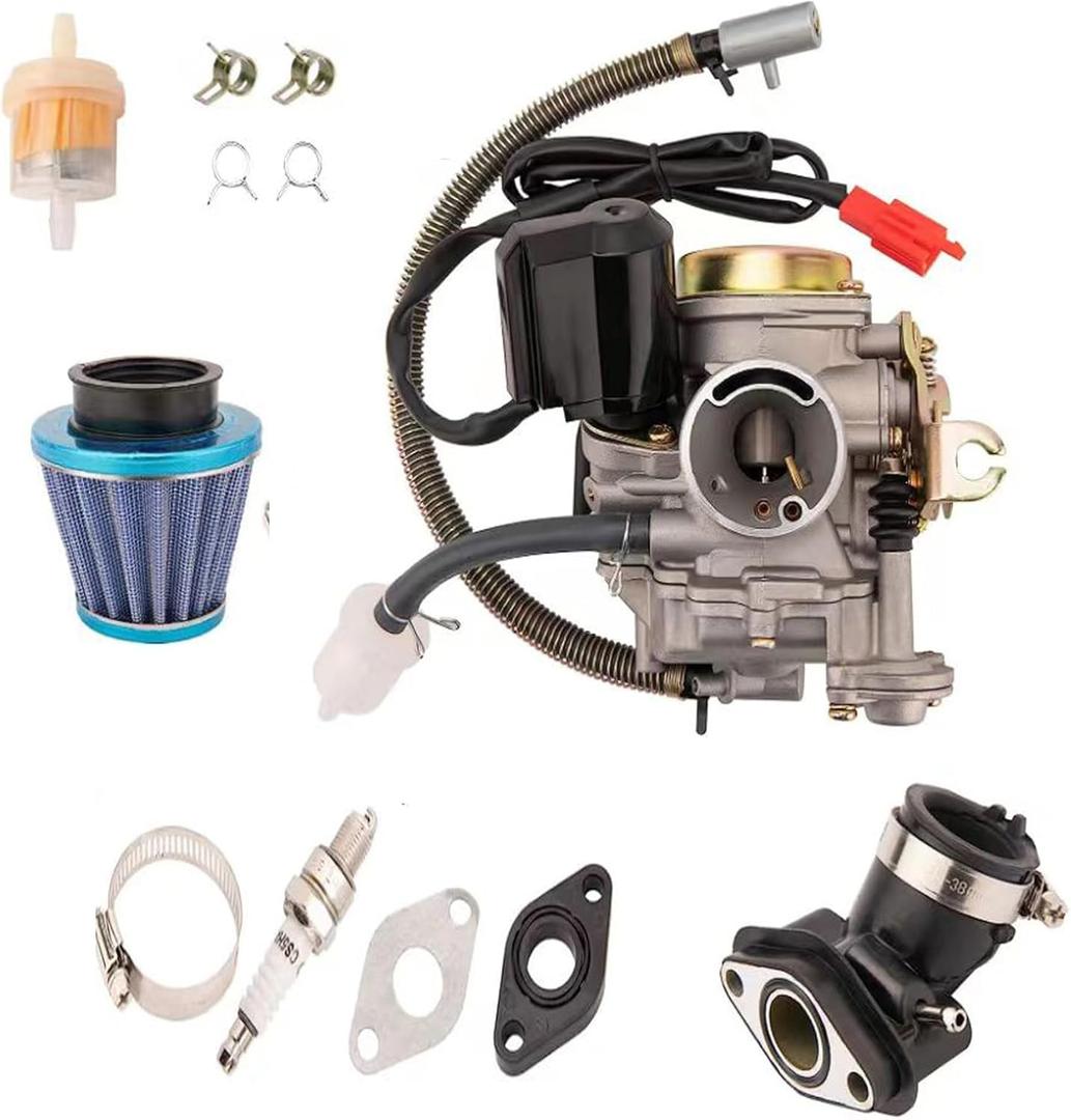 GY6 125cc 150cc Carburetor for 4 Stroke Scooter Moped 152QMJ 157QMI with Intake Manifold Air Filter kit