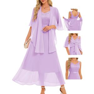 BeryLove Summer Formal Wedding Guest Prom Dresses Sequin Cocktail Evening Lace Elegant Mother of The Bride Dress (Purple, M)