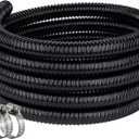 Pond Hose 2"ID × 10ft Black Corrugated Flexible Pump Tubing & 2 Clamps