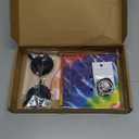 WILLBOND 4 Pieces Hippie Costume Set, Wig Peace Sign Necklace Sunglasses and Tie Dye Headband Pride 60s 70s Accessories(Brown, Wavy Hair) Missing Hair