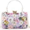 Lanpet Women Clutches Flower Evening Handbag Chain Strap Shoulder Bag (Purple)
