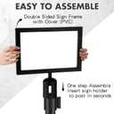 Kigley 4 Pack Stanchion Sign Holder Horizontal Double Sided Frame with Cover Landscape Display for 8.5 x 11 Inch Paper Size Stanchion Post Top Crowd Control Queue Barrier (Black)