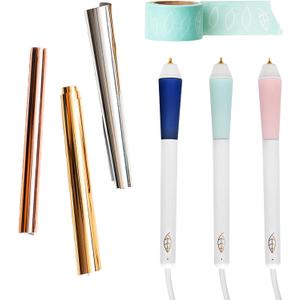 We R Memory Keepers Foil Quill Tool Freestyle Starter Kit, Includes Fine, Standard, and Bold Tip Pens, Foil Rolls in Gold, Silver, Copper, and Placement Tape DIY Scrapbooks, Journals, Planners, Cards